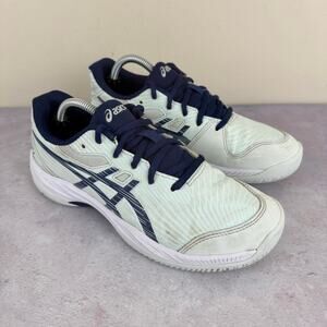 ASICS Shoes Men's Size 5.5 Gel Game 9 Pickleball Shoes White Navy Blue Read